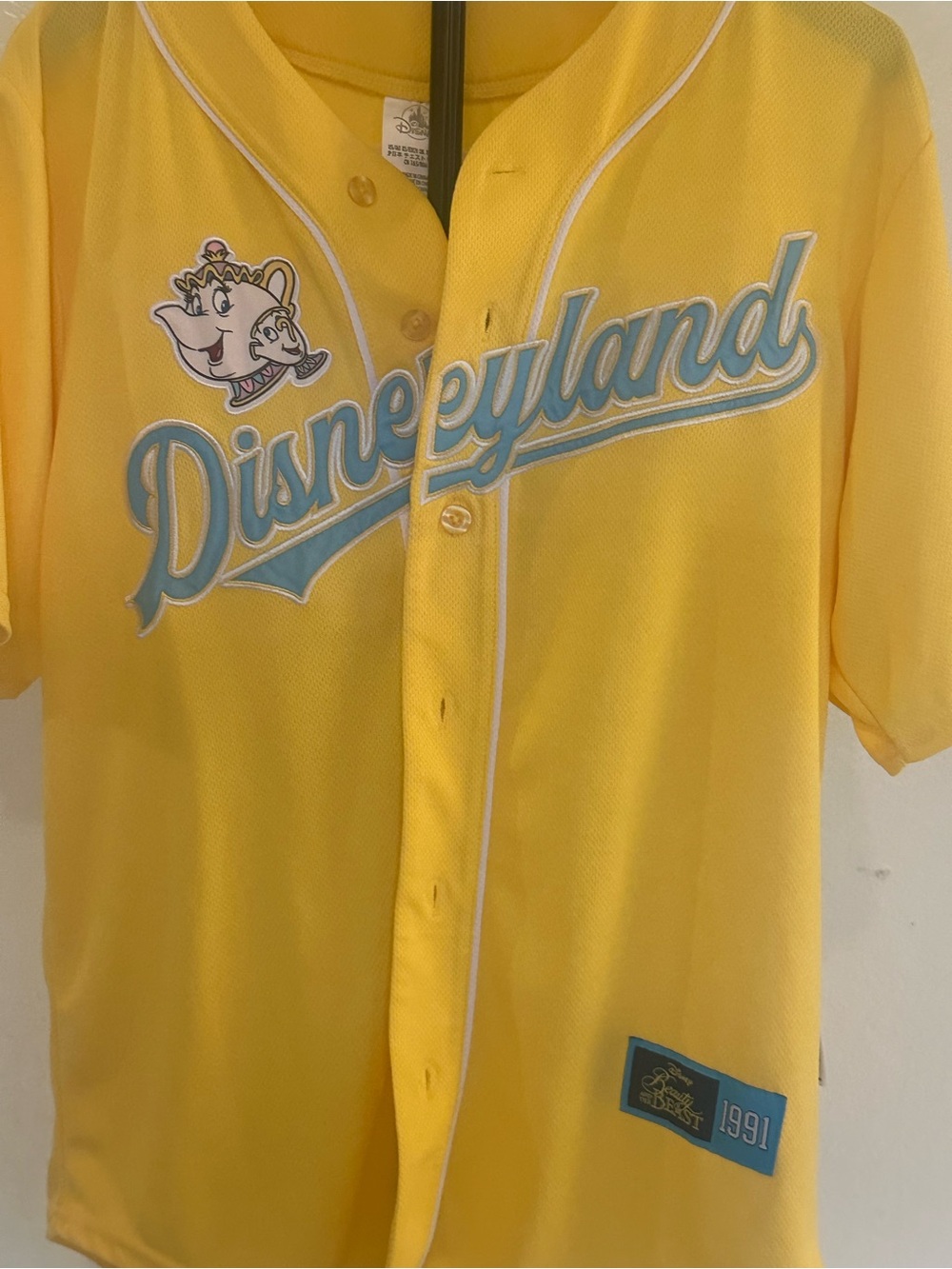 Disney Yellow & Light Blue Disneyland Chip Patch Baseball Jersey